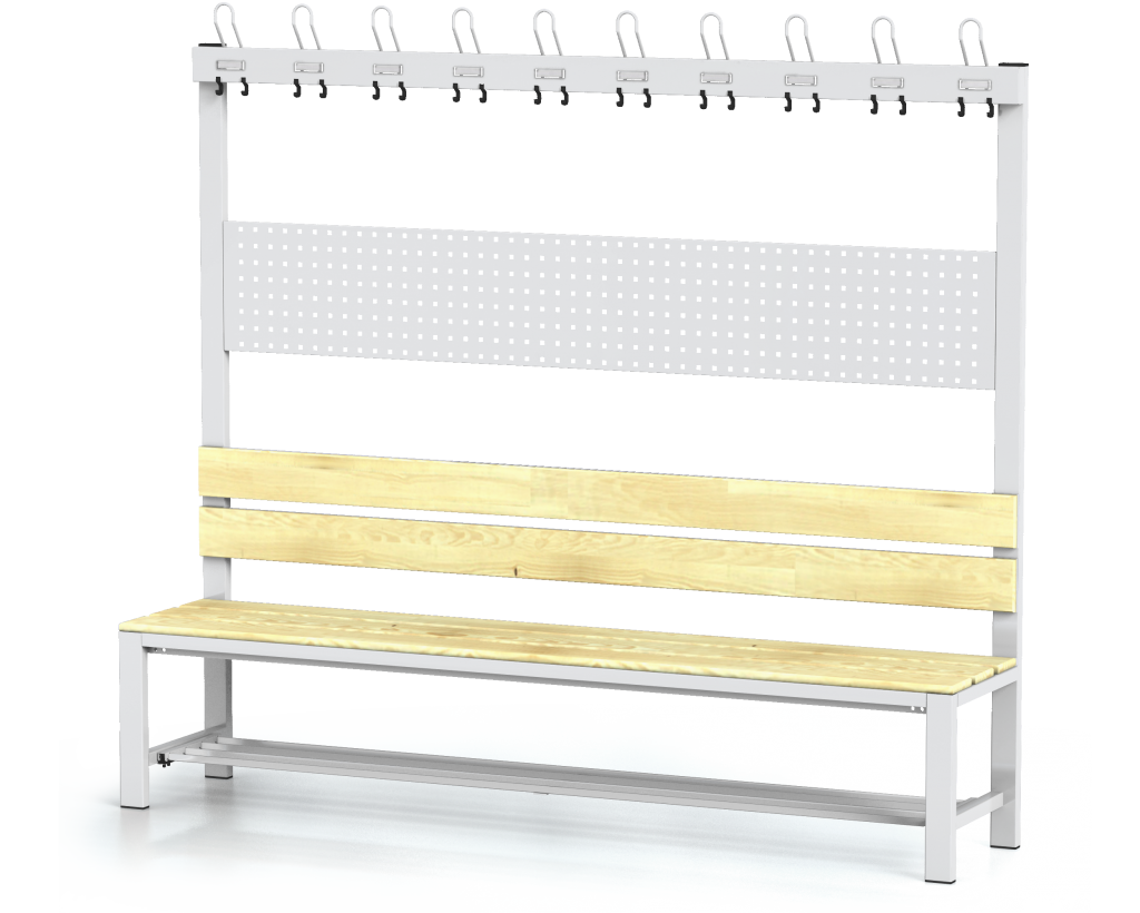 Benches with backrest and racks, spruce sticks -  with a reclining grate 1800 x 2000 x 430